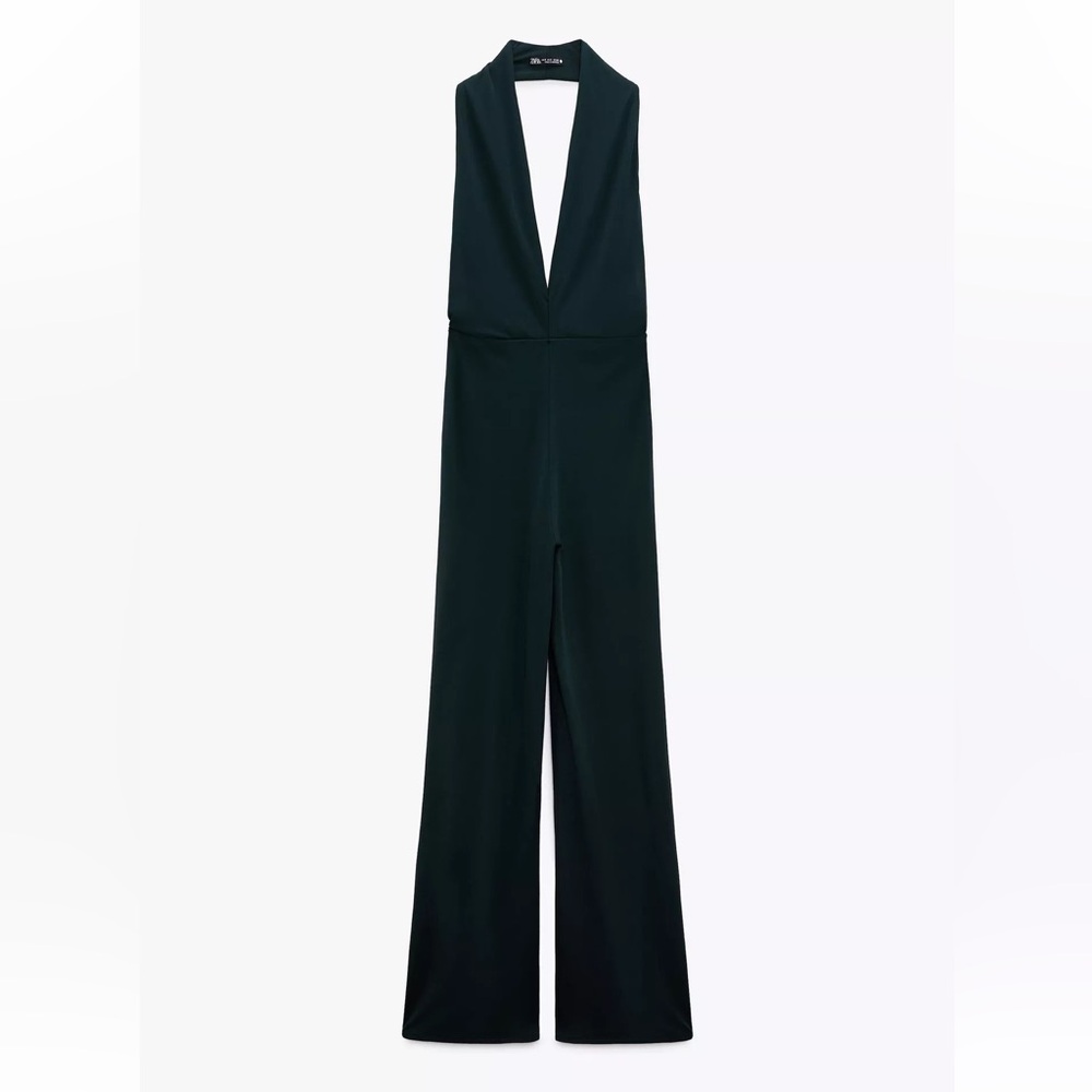 Zara Dark Green  Halter Jumpsuit